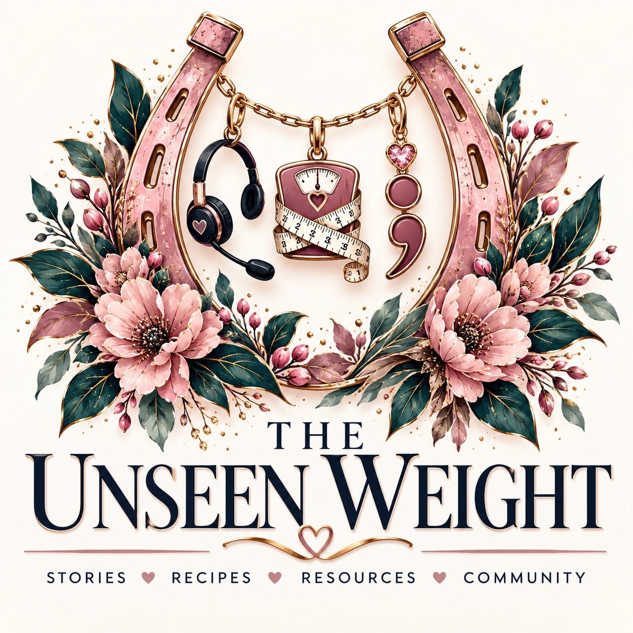 The Unseen Weight — floral horseshoe logo